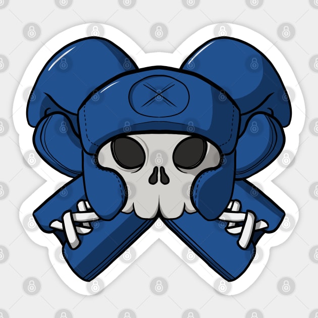 Boxing crew Jolly Roger pirate flag Blue corner (no caption) Sticker by RampArt